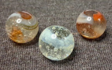 Vintage Peltier Rainbo Lot of 3 Marbles 5/8" All Mint Condition  526021