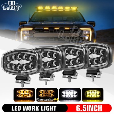 4x 6''Inch LED Work Light Bar Spot Flood Driving Lamp White & Amber Offroad SUV