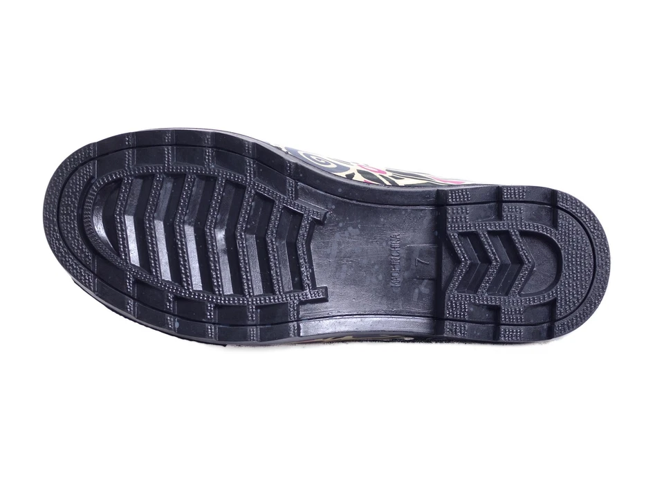 Botas de chuva femininas tamanho 7, altas impermeáveis estampadas botas forradas de borracha, NOVAS - Imagem 4 de 4