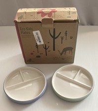 NEW Elk and Friends 2 x ECO KIDS 6.7  Porcelain Divided Plates Silicone Non-slip
