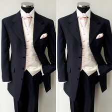 Business Men's Suit Slim Fit Jacket Peak Lapel Offical Gentlle Prom Banquet 2Pcs