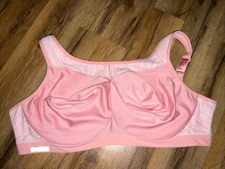 Sujetador deportivo Glamorise High Impact figura completa con aros para mujer 44F rosa 9066 NUEVO Foto 2 de 4