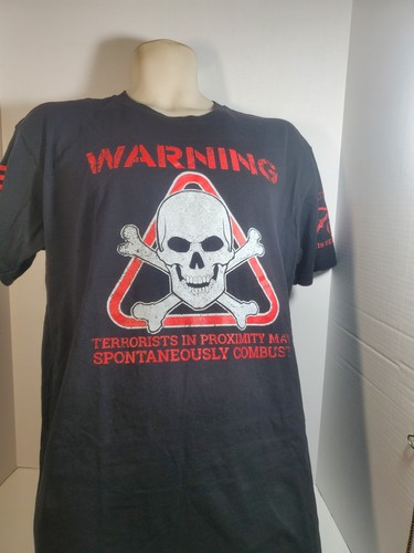 Grunt Style Warning Terrorists May Spontaneously Combust T-shirt Black Size L