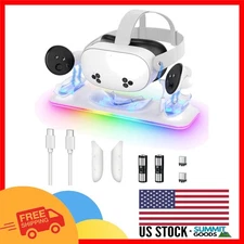 Elegant Magnetic Charging Dock for Meta Quest 3S/3 with RGB Light & Batteries