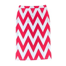 Moa Red & White Chevron Stretch Pencil Skirt Made in USA Size Small