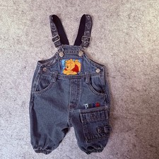 VTG 90s Winnie the Pooh 3/6M Denim Overalls 100 Acre Collection Kids Blue Jean