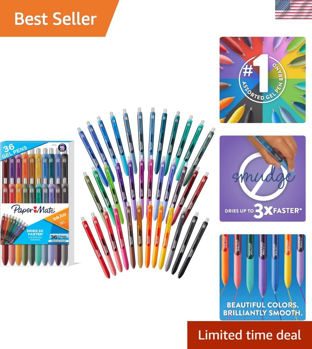 InkJoy Pens, Gel Pens, Medium Point mm, Assorted, 36 Count