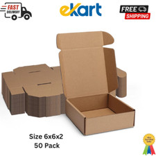 6x6x2 inches Small Shipping Boxes Set of 50 - Brown Mailer Corrugated Cardboard