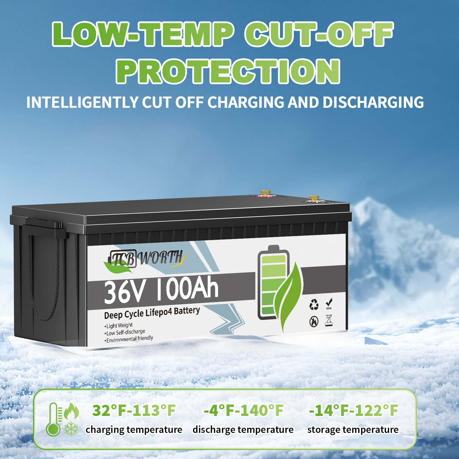 36V 100Ah Lithium LiFePO4 Battery 200A BMS 10 Year warranty for Golf cart EV RV