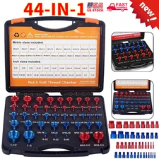 44PCS Inch & Metric Set Nut & Bolt Thread Checker Identifier Thread Gauges Box