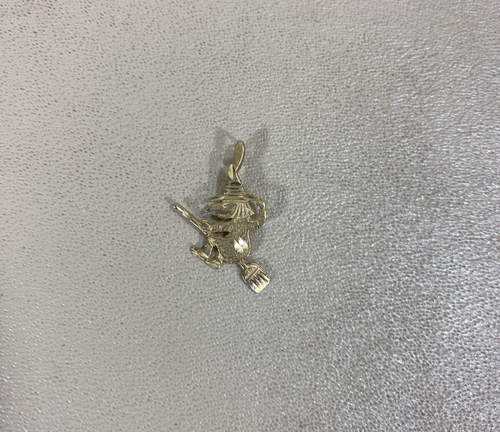 Michael Anthony 14K Yellow Gold Witch on Broom Pendant - Picture 2 of 5