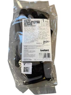 NEW Toolant Latex Waterproof Winter Work Gloves Grey Size Large 9