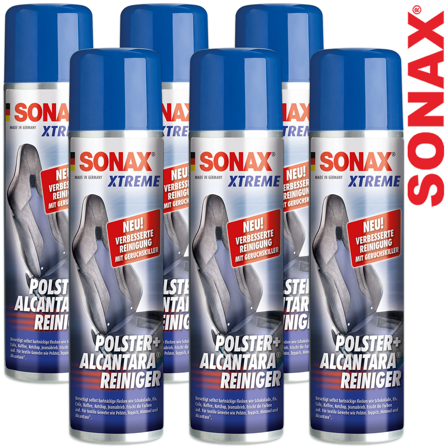 6X Sonax Xtreme Polster&Alcantarareiniger Geruchskiller Flecken Entferner 400Ml