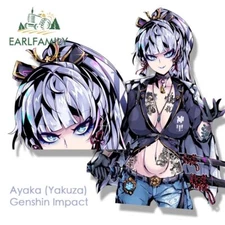 EARLFAMILY 5.1”Kamisato Ayaka Fanart Car Sticker Waifu Decal Cartoon Peeker Girl