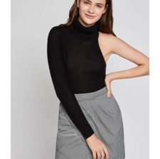 New BCBGENERATION Black Pullover One Shoulder Sweater Knit Top