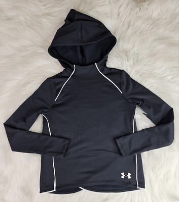Under Armour Fleece Hoodie Youth M Loose Athletic Pullover Black Thumb  Holes