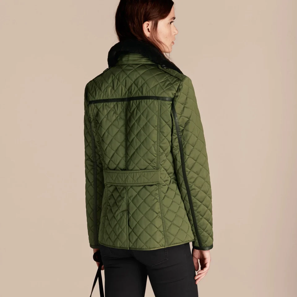 NWT Burberry Ashurst Quilted Jacket With Shearling Collar & Leather Trim S - Image 4 of 4