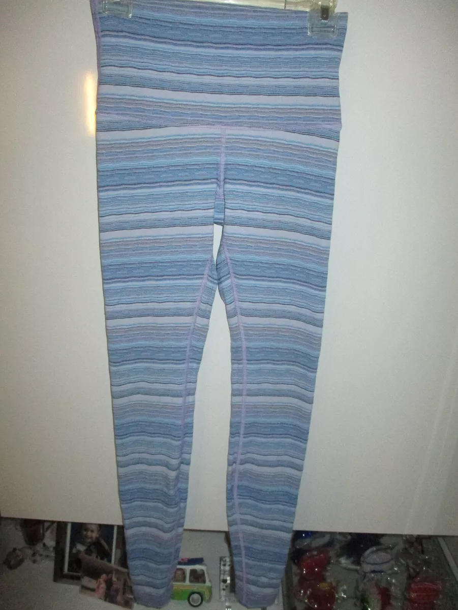 LULULEMON BLUE STRIPED HIGH WAIST LEGGINGS SIZE 2