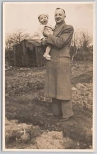 Man with Child Portrait England UK Real Photo Postcard RPPC
