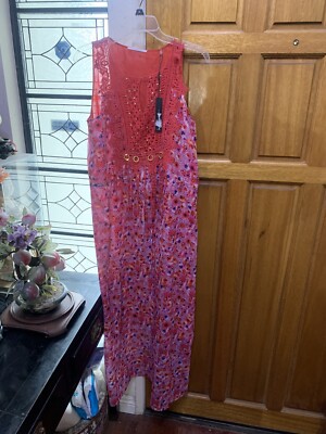 Tahari Marcia Tulle And Lace Trimmed Floral Print cutout Maxi Dress - Main Image