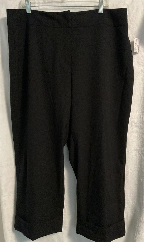 Moda Bug Negro Clip Cierre Cremallera Puños Parte Inferior 3/4 Longitud Capri Vestido Pantalones Foto 2 de 4