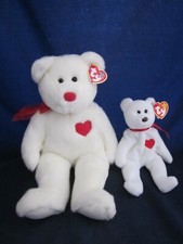 TY Beanie Buddies & Beanie Babies Valentino Teddy Bear White Set of 2 NEW TAG