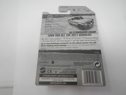 Hot Wheels 2011 NEW MODELS '63 Studebaker Champ Yellow - Picture 4 of 4
