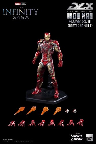 Threezero DLX 1/12 Marvel Iron Man Mark 43 XLIII Battle Damaged Version MISB - Imagen 6 de 6