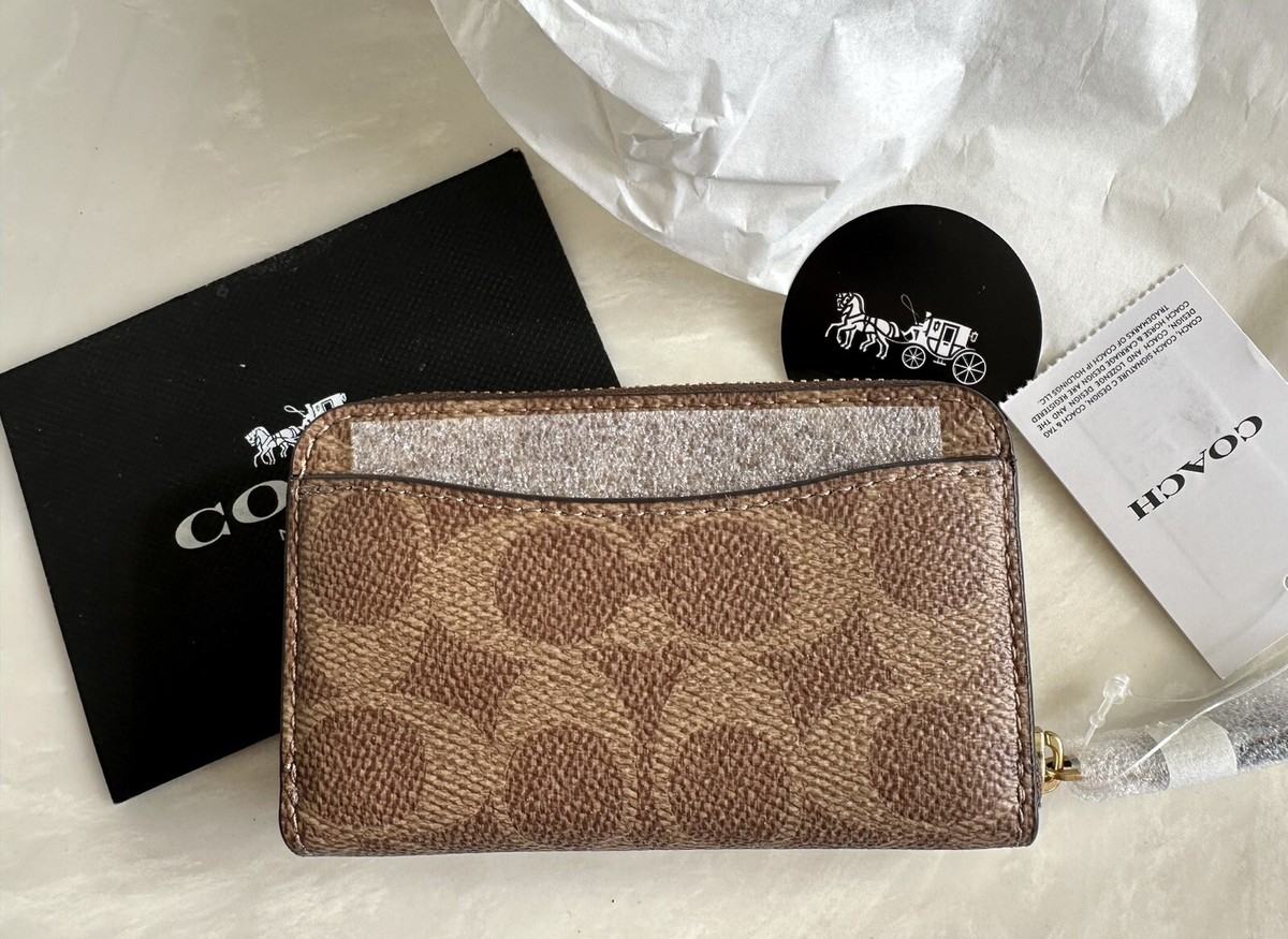 COACH 財布 NWT COACH REXY TAN/MULTI SIGNATURE ZIP AROUND CARD CASE CZ119 | eBay