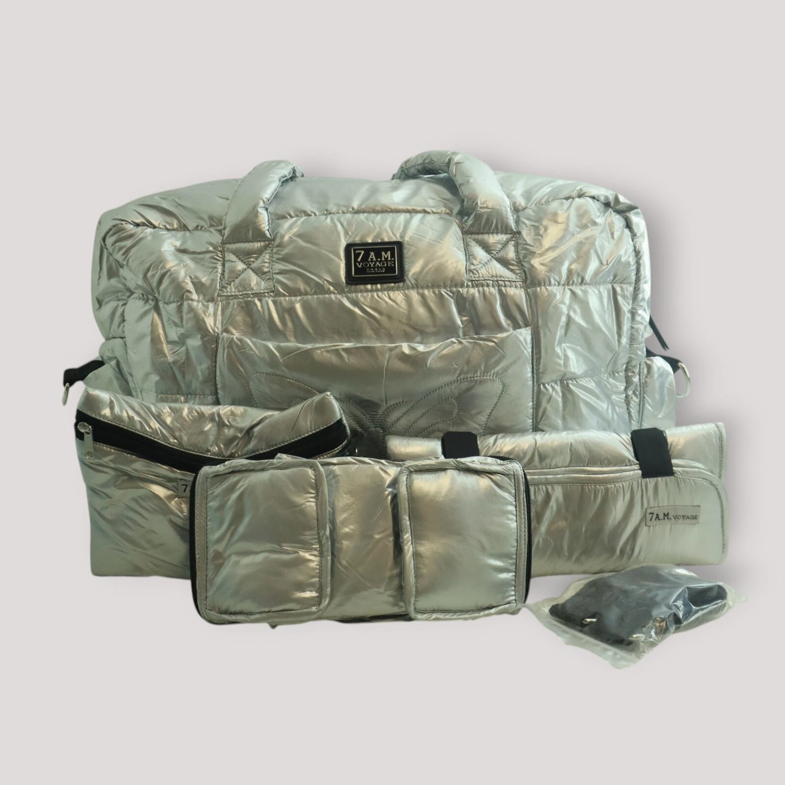7AM Voyage Waterproof Diaper Bag – SoHo Satchel Large Glacier VB008 Changing Pad