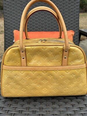 LOUIS VUITTON MONOGRAM VERNIS TOMPKINS YELLOW/Citrine TOP Handle HANDBAG