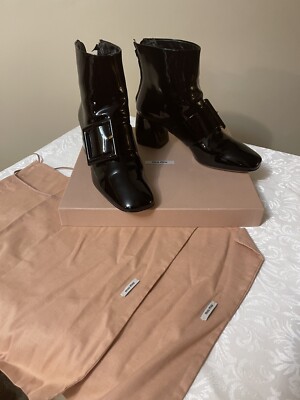 Prada MiuMiu Black Patent Bootie (Size #41)