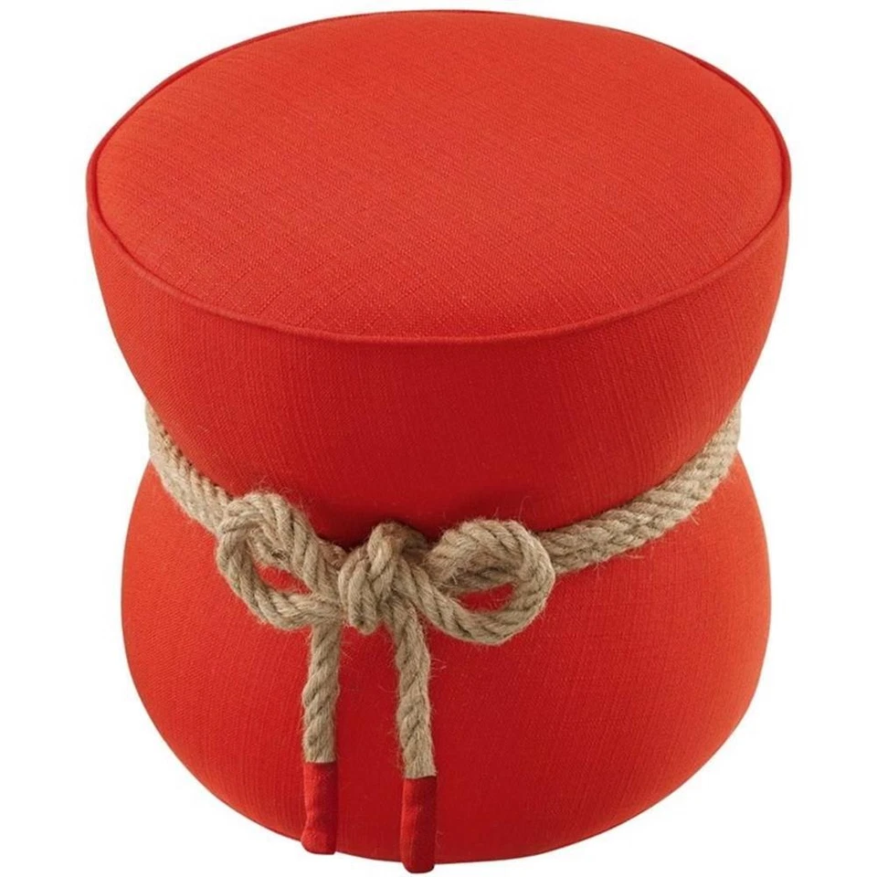 Modway Beat Nautical Rope Upholstered Polyester Fabric Ottoman in Atomic/Red - Image 3 of 4