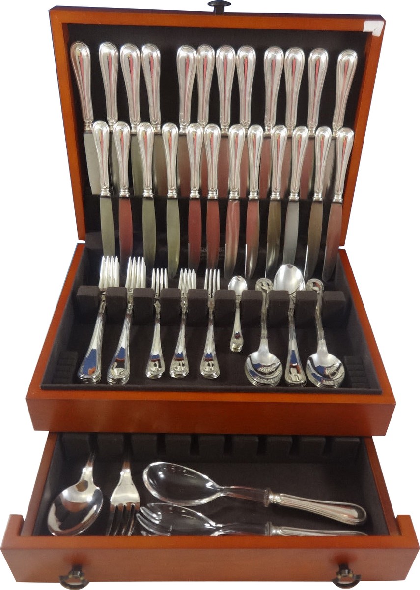 Giorgio by Italy 800 Silver Flatware Dinner Set For 12 Service 76