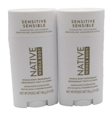 2X! Native Deodorant Sandalwood Shea Butter Whole Body Sensitive Sensible 2.4oz