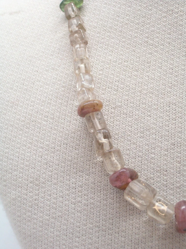 Collana in TORMALINA E QUARZO - chiusura in argento 925 - girocollo pietre dure - Immagine 4 di 4