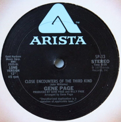 NEAR MINT/EX Close Encounters Of The Third Kind by GENE PAGE 1977 Arista 12''