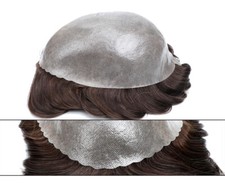 GEX Echthaar Toupet für Männer, 0,12 mm Dünnes Haut Haarteil Basisgröße