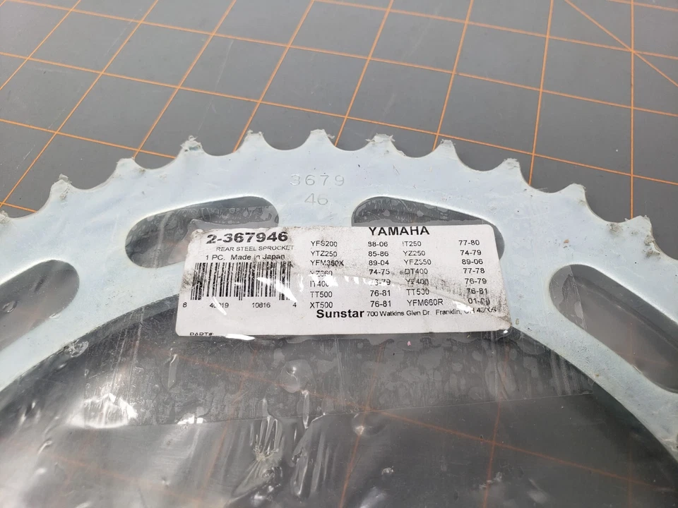 Sunstar - 2-367946 - Piñón trasero de acero, 46T Yamaha XT 500, Raptor 660R 4x2, YTZ  Foto 2 de 3