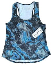 Flexure Bodywear Women's Active Tank Top Stretch Breathable Size L Blue Printed