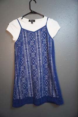 Macy's BCX Girls Navy Blue Lace and White Shirt Short Sleeve Dress Size 14 | eBay Macy's BCX Girls Navy Blue Lace and White Shirt Short Sleeve Dress Size 14 | eBay