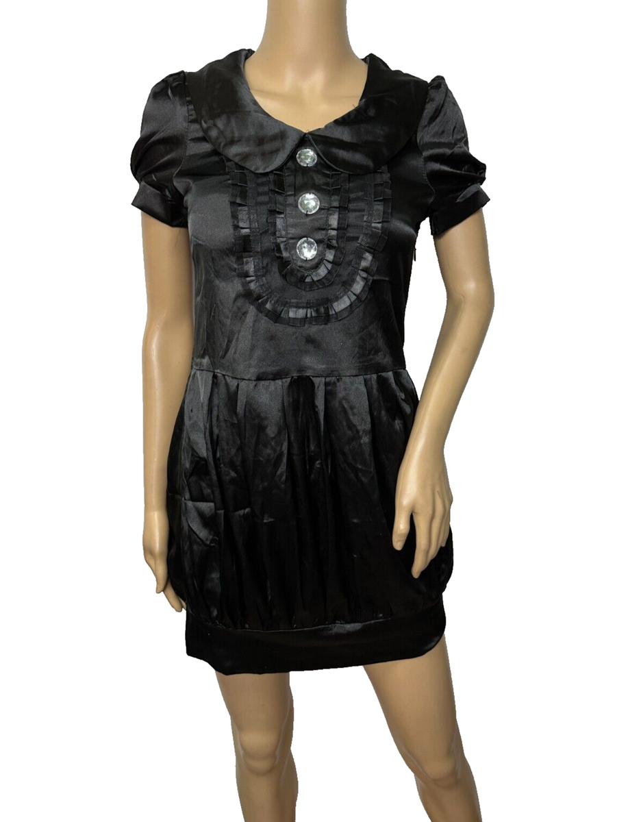 black short sleeve peplum dress Short Sleeve Peplum Midi Dress Black