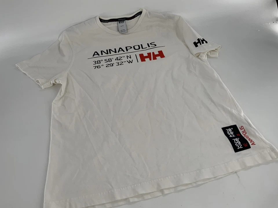 Helly Hansen Annapolis T-Shirt M Men White Cotton Made Turkey Crew YGI E3-348 - Image 2 of 4