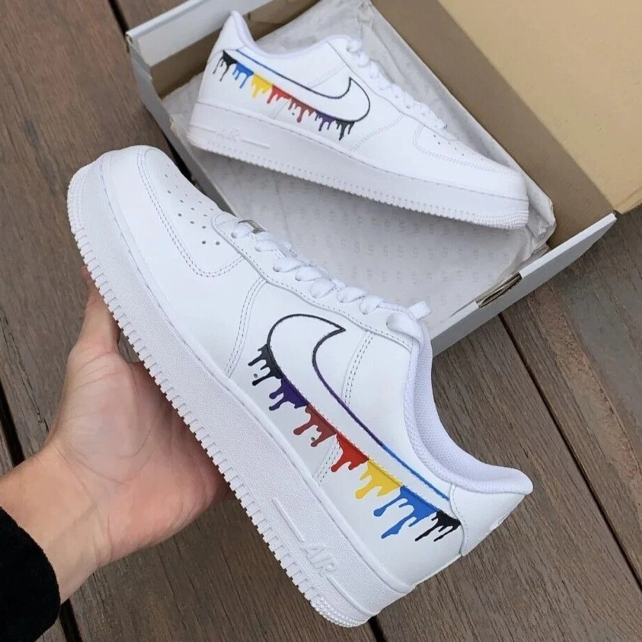 Light Blue Drip with Air Custom Air Force 1 - Hand Painted AF1