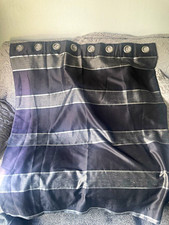 Striped Eyelet Lined Curtain Panels 229 x 229 cm Black & Grey Polyester