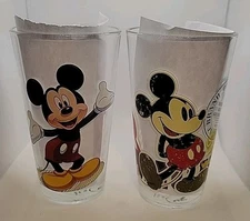 2 DISNEY MICKEY MOUSE Pint Glasses R Squared Zrike Brands Vintage ?
