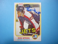 1981/82 O-PEE-CHEE HOCKEY CARD #375 DON SPRING ROOKIE EX/NM AUTO AUTOGRAPH OPC