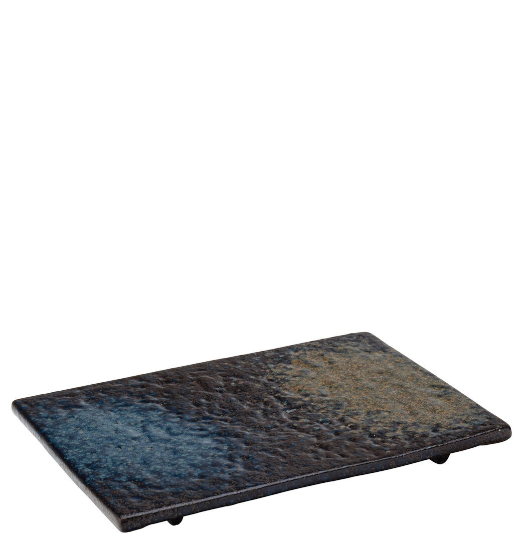Osaka Rectangular Stoneware Platter 9"" - Black Ceramic Serving Plates Pack of 12