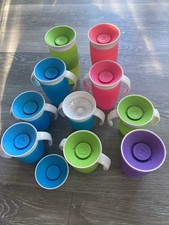 Lot 10 Sippy Cups Munchkin Brand Colors Different Sizes Handles Lids EUC SET