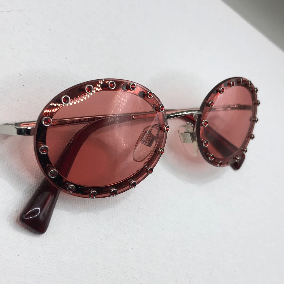 Valentino VA 2027 3008/84 51-19-135 rojo gafas de sol diseñador Italia PIEDRA FALTANTE Foto 3 de 4